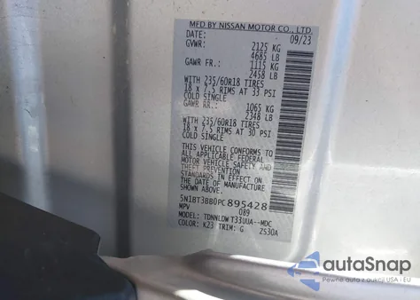 2023 Nissan Rogue Sv Intelligent Awd z USA, uszkodzony, nr VIN 5N1BT3BB0PC895428